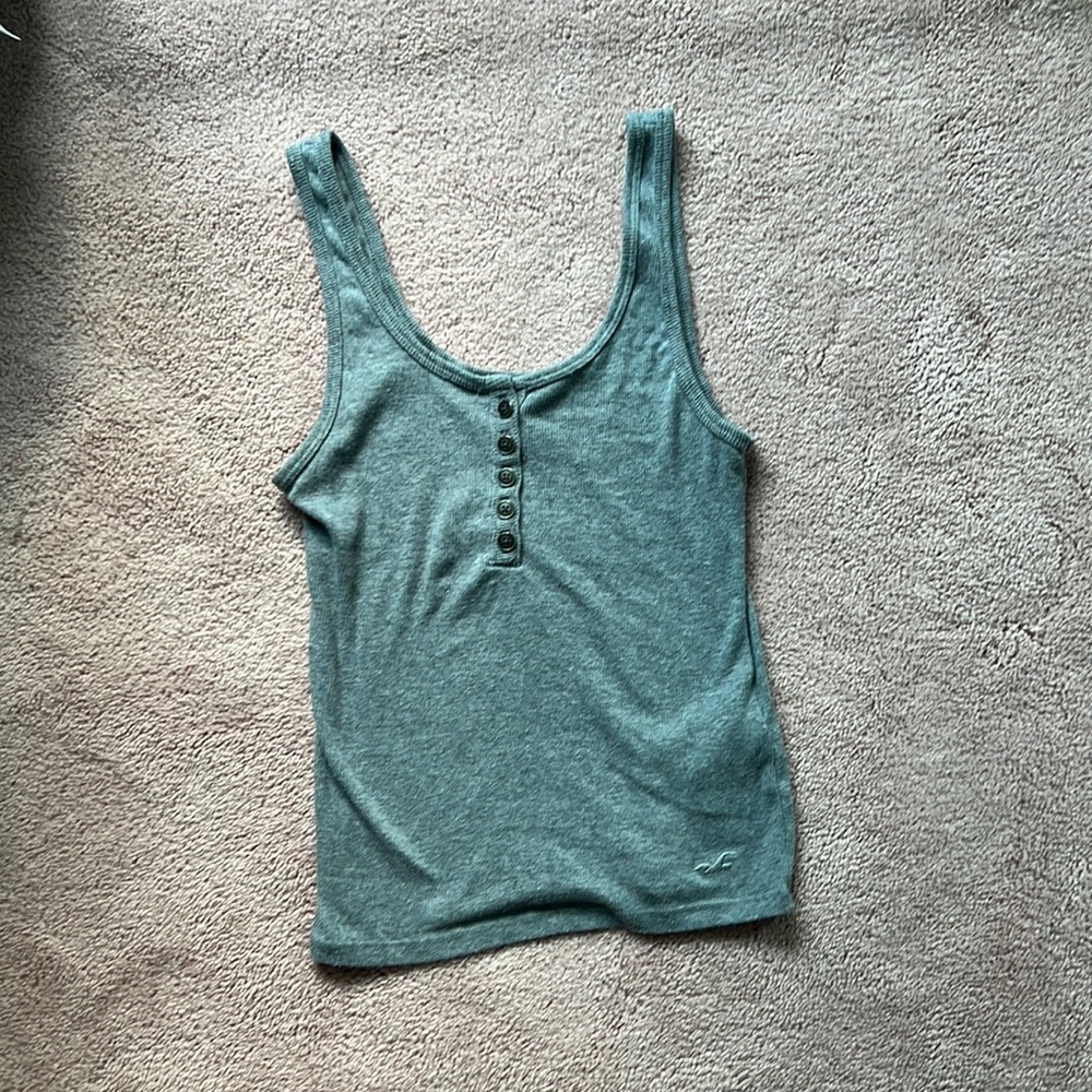 womens holister gray tank top with buttons size xs
